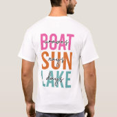 Boat Waves Sun Rays Lake Day Retro T-Shirt (Rückseite)