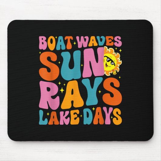 Boat Waves Sun Rays Lake Days Cute Retro 70s Summe Mousepad (Vorne)