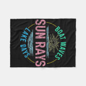 Boat Waves Sun Rays Lake Days Niedlich Retro 70er Fleecedecke (Vorderseite (Horizontal))