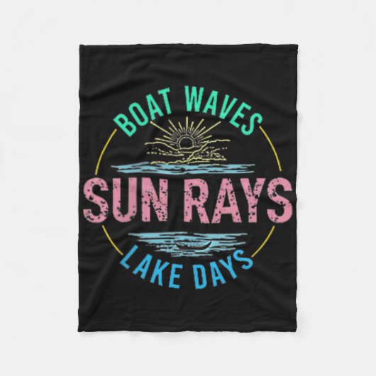 Boat Waves Sun Rays Lake Days Niedlich Retro 70er Fleecedecke (Vorderseite)