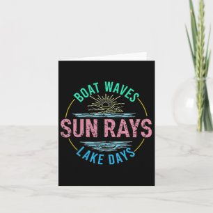 Boat Waves Sun Rays Lake Days Niedlich Retro 70er  Karte
