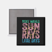 Boat Waves Sun Rays Lake Days Niedlich Retro 70er Magnet (Vorderseite/Rückseite)