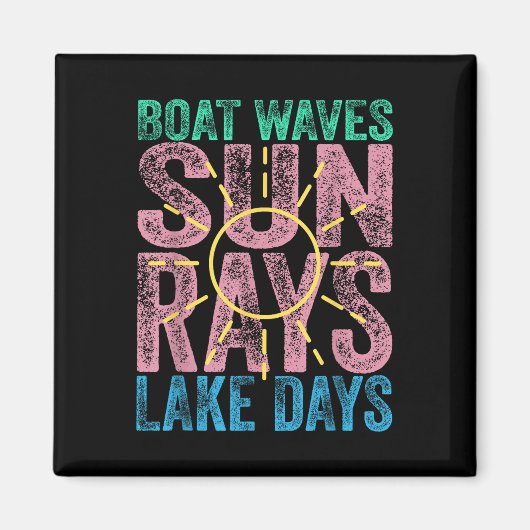 Boat Waves Sun Rays Lake Days Niedlich Retro 70er Magnet (Vorne)