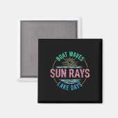 Boat Waves Sun Rays Lake Days Niedlich Retro 70er  Magnet (Vorderseite/Rückseite)