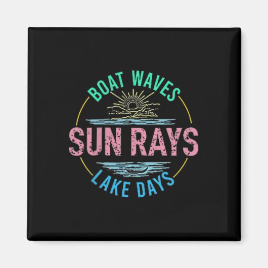 Boat Waves Sun Rays Lake Days Niedlich Retro 70er  Magnet (Vorne)