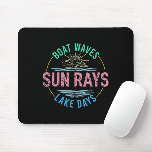Boat Waves Sun Rays Lake Days Niedlich Retro 70er  Mousepad (Mit Mouse)