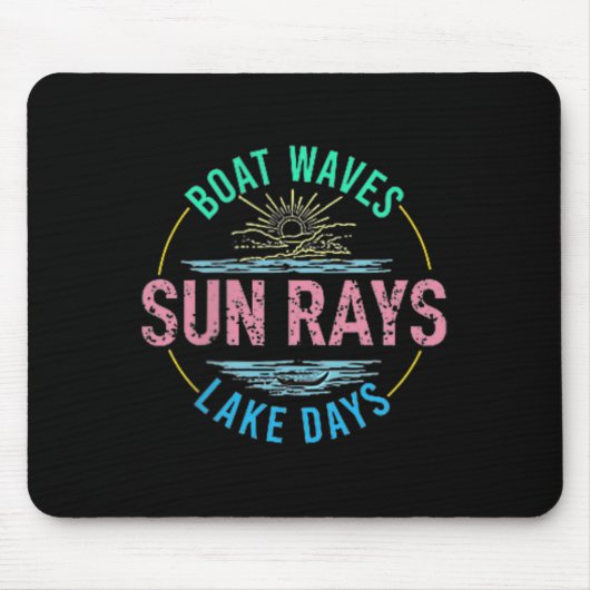 Boat Waves Sun Rays Lake Days Niedlich Retro 70er  Mousepad (Vorne)