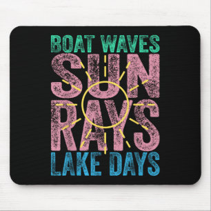 Boat Waves Sun Rays Lake Days Niedlich Retro 70er Mousepad