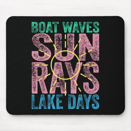 Boat Waves Sun Rays Lake Days Niedlich Retro 70er Mousepad (Vorne)