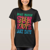 Boat Waves Sun Rays Lake Days Niedlich Retro 70er T-Shirt (Vorderseite)
