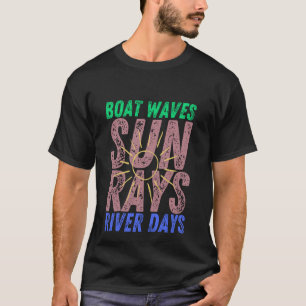 Boat Waves Sun Rays River Days Niedlich Retro Summ T-Shirt