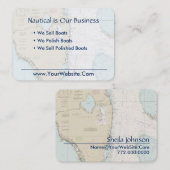 Boater Florida Nautic Chart Clean Fresh Blue Tan Visitenkarte (Vorne/Hinten)