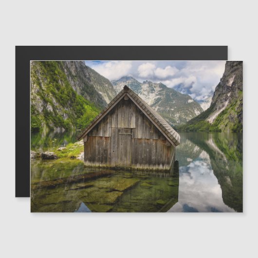 Boathouse am Obersee in den Alpen in Deutschland Magneteinladung (Vorne/Hinten)