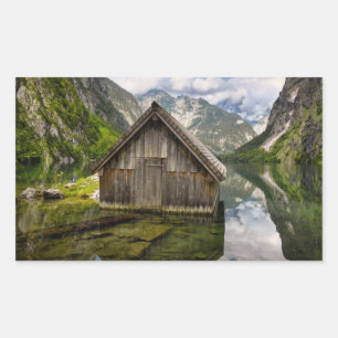 Boathouse am Obersee in den Alpen in Deutschland Rechteckiger Aufkleber