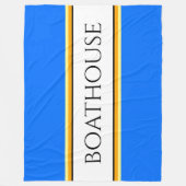 BOATHOUSE Bright Blue White Orange Racing Streifen Fleecedecke (Vorderseite)
