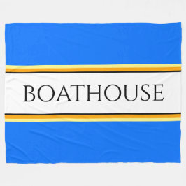 BOATHOUSE Bright Blue White Orange Racing Streifen Fleecedecke