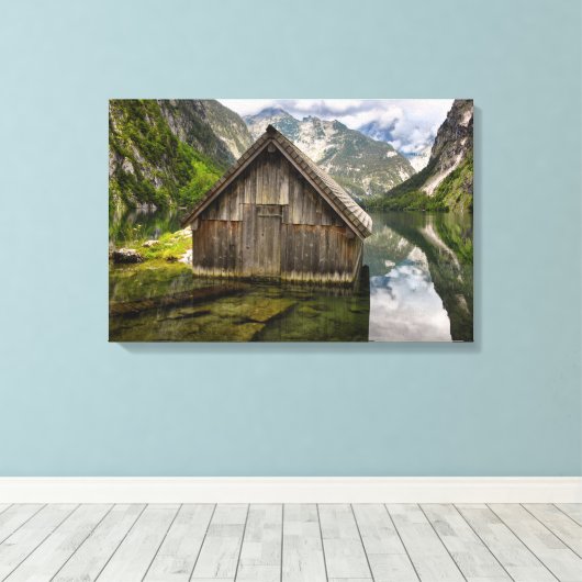Boathouse im Obersee in den Alpen in Deutschland Leinwanddruck (Insitu (Holzboden))