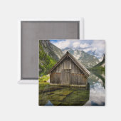 Boathouse im Obersee in den Alpen in Deutschland Magnet (Vorderseite/Rückseite)