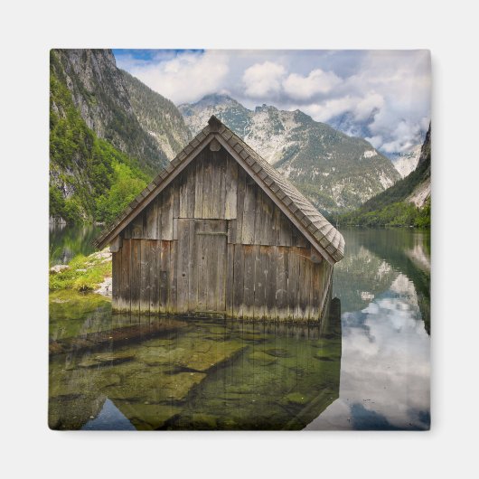 Boathouse im Obersee in den Alpen in Deutschland Magnet (Vorne)