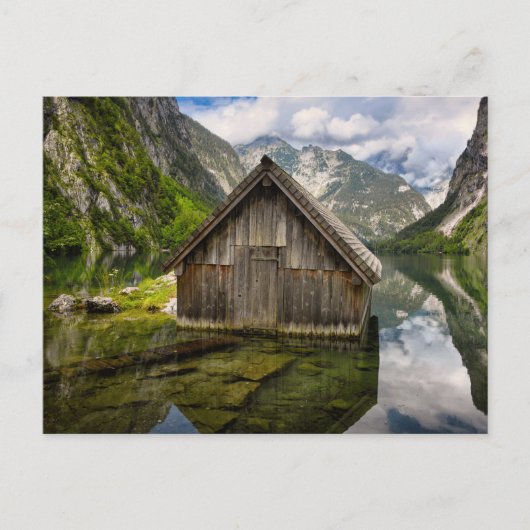 Boathouse im Obersee in den Alpen in Deutschland Postkarte (Vorderseite)