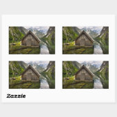 Boathouse im Obersee in den Alpen in Deutschland Rechteckiger Aufkleber (Blatt)