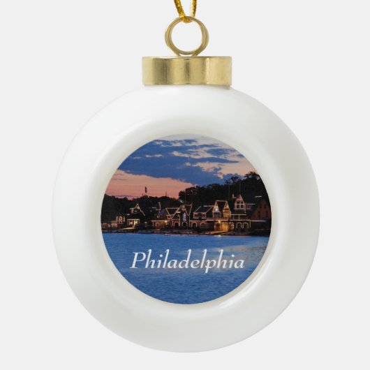 Boathouse Row dusk Keramik Kugel-Ornament (Vorderseite)