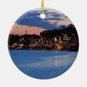 Boathouse Row dusk Keramik Ornament (Hinten)