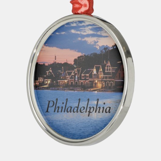 Boathouse Row dusk Silbernes Ornament (Links)