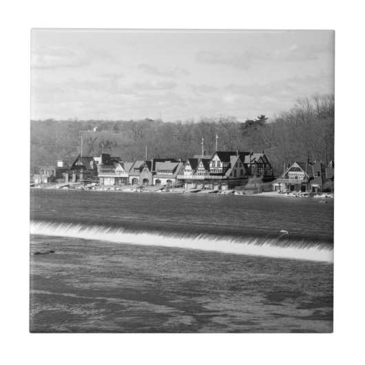 Boathouse Row winter b/w Fliese (Vorderseite)
