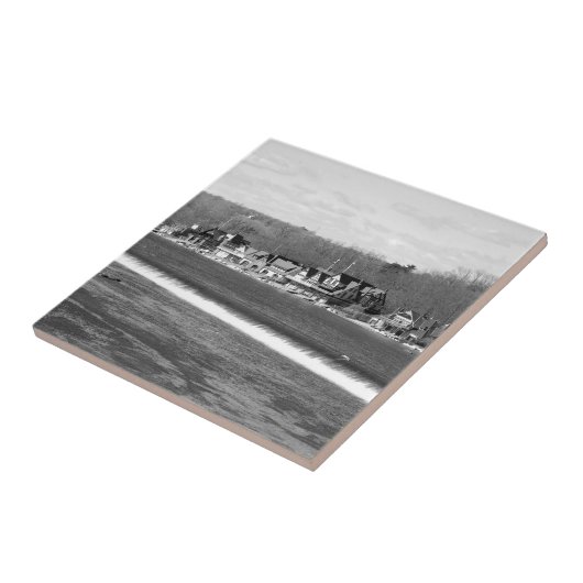 Boathouse Row winter b/w Fliese (Seite)