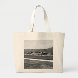Boathouse Row winter b/w Jumbo Stoffbeutel