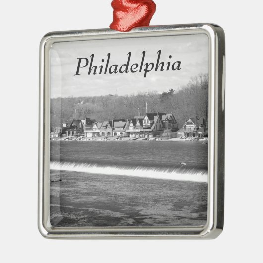 Boathouse Row winter b/w Silbernes Ornament (Links)