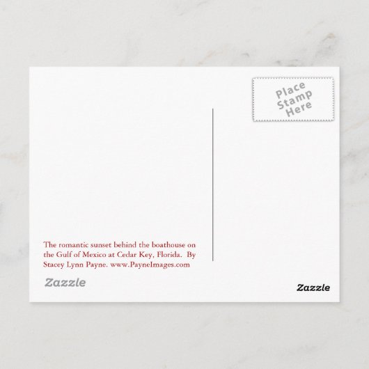 Boathouse Sunset Postcard Postkarte (Rückseite)