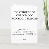 BOATHOUSE VON CORONADO, CORONADO, KALIFORNIEN KARTE (Rückseite)