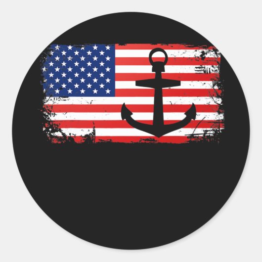 Boating Anchor USA American Flag Boat Lover Runder Aufkleber (Vorderseite)