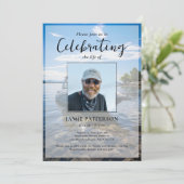 Boating Captain Celebration of Life Photo Funeral Einladung (Stehend Vorderseite)