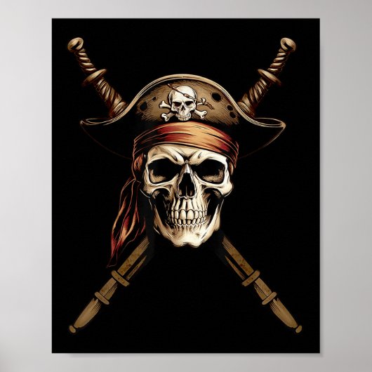 Boating Captain Pirate Flag Skull Crossbones Sword Poster (Vorne)
