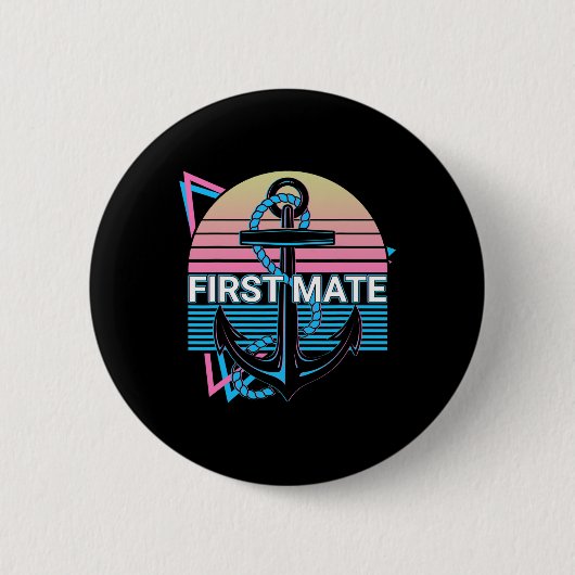 Boating Retro Erster Maat Button (Vorderseite)