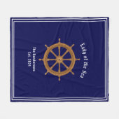 Boatlife Sterwheel Navy Blue White Fleecedecke (Vorderseite (Horizontal))
