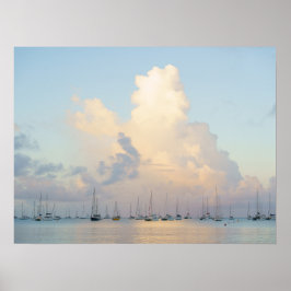 Boats in a bay, Saint-Anee, Martinique dreamy Poster