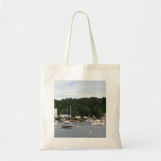 Boats in Boothbay Harbor Budget Tote Tragetasche (Vorne)