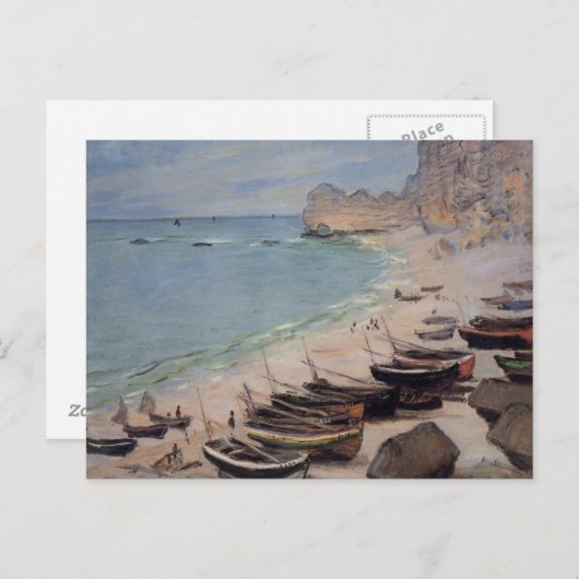 Boats on the Beach at Etretat - Claude Monet Postkarte (Vorne/Hinten)