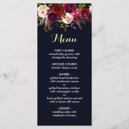 Boavy Burgundy Marsala Wedding Menu Card Menükarte