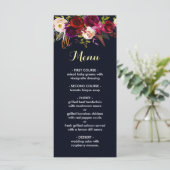 Boavy Burgundy Marsala Wedding Menu Card Menükarte (Stehend Vorderseite)