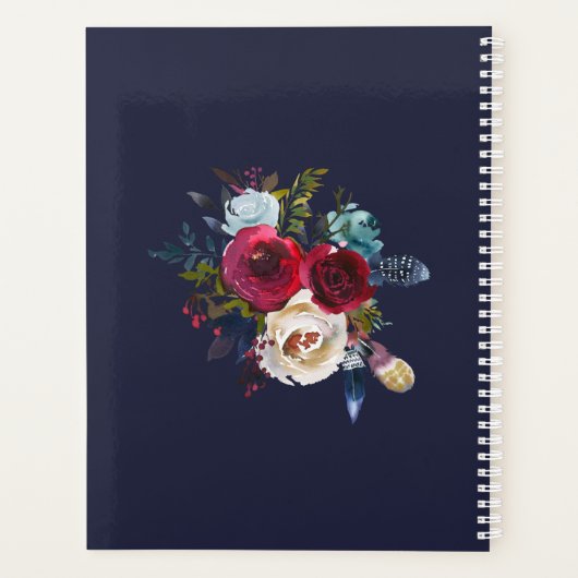 Boavy Burgundy Merlot Floral Wedding Planer (Rückseite)