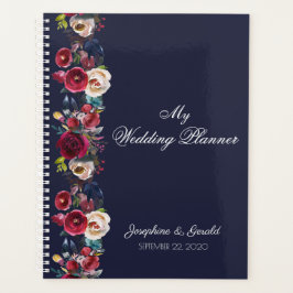 Boavy Burgundy Merlot Floral Wedding Planer