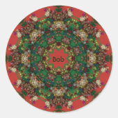 BOB ~ CHRISTMAS ~ Gelbgrün Runder Aufkleber (Vorderseite)