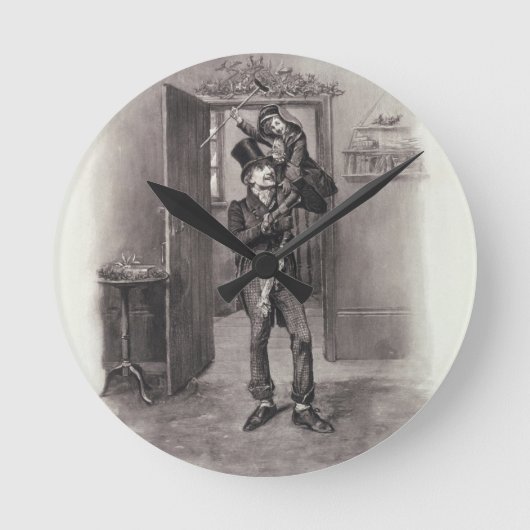 Bob Cratchit und Tiny Tim von "Charles Dickens: Runde Wanduhr (Vorderseite)