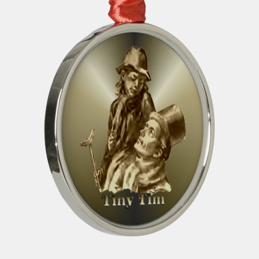 Bob Cratchit und Tiny Tim Weihnachtslied Silbernes Ornament (Rechts)