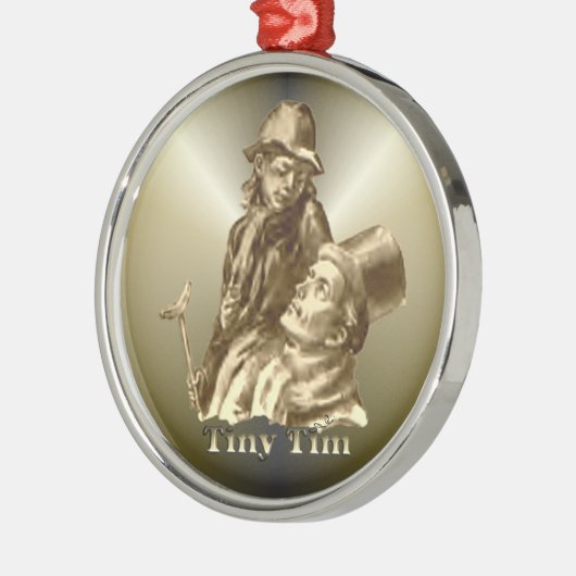 Bob Cratchit und Tiny Tim Weihnachtslied Silbernes Ornament (Links)